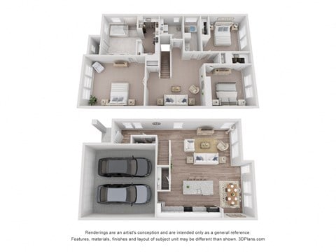 Floor plan for 3 beds, 2.5 baths, 2105 sqft